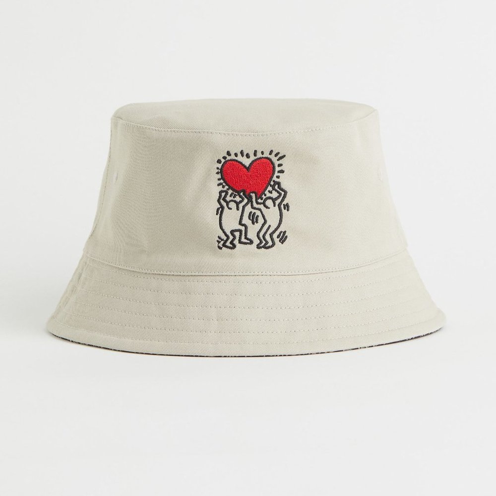 H&M Keith Haring Reversible Bucket Unisex Hat Bei… - image 1